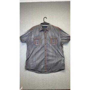 Roar Shirt Mens 3XL Gray Short Sleeve Button Up Western‎ Embroidered Stitch Yoke